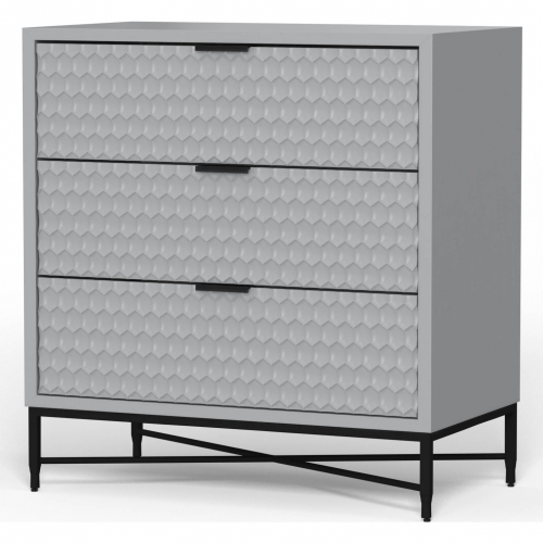 Milo 3 Drawer Chest in Light Slate Grey Finish Wood