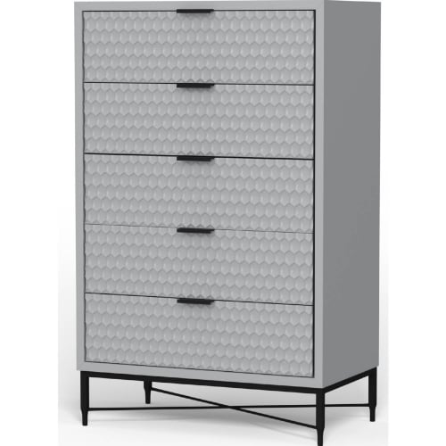 Milo 5 Drawer Chest in Light Slate Grey Finish Wood