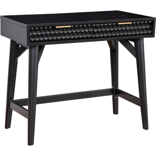 Black Pearl 36" Mini Desk in Black Wood & Gold