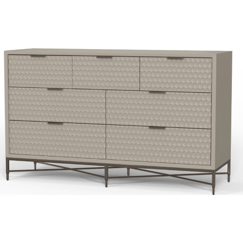 Milo 7 Drawer Dresser in Taupe Finish Wood