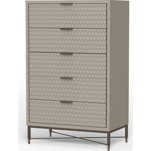 Milo 5 Drawer Chest in Taupe Finish Wood