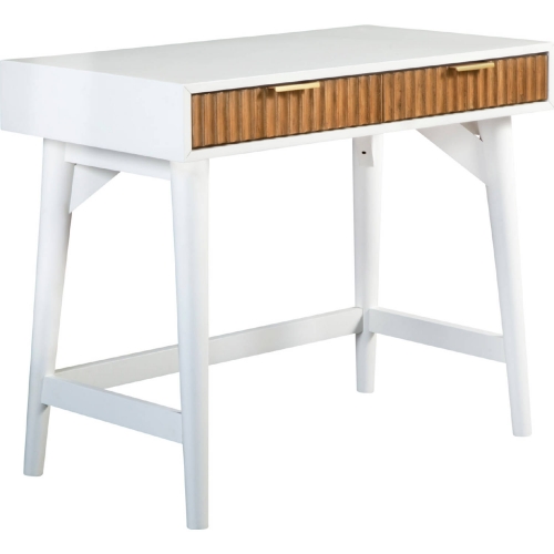 Larsen 36" Mini Desk in White & Natural Wood & Gold