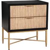 Larsen Nightstand in Black & Natural Wood & Gold