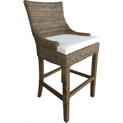 Alfresco Barstool in Kubu Grey Rattan & Fabric Cushion