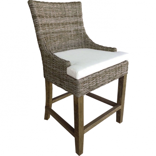 Alfresco Counter Stool in Kubu Grey Rattan & Fabric Cushion