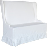 Atlantic Beach Dining Bench in Sun Bleached White Cotton Slipcover