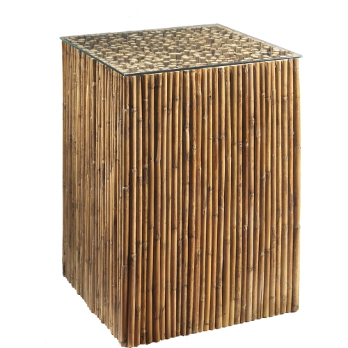 Bamboo Stick Side Table Base w/ Glass