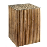 Bamboo Stick Side Table Base w/ Glass