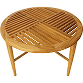 Coastal Round Coffee Table in Natural Teak Wood