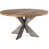 Emely 59" Round Dining Table in Salvaged, Recycled & Reclaimed Teak on Iron Legs