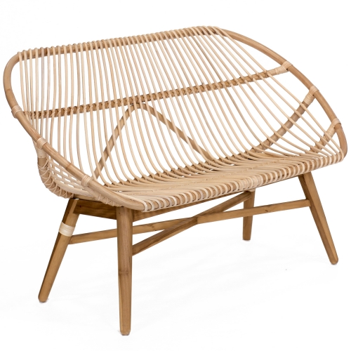 Florida Sofa Bench in Rattan & Teak