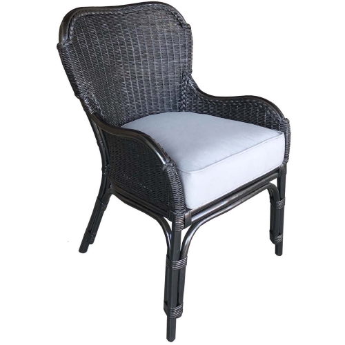 Jordan Wing Ding Chair in Black Rattan & White Fabric