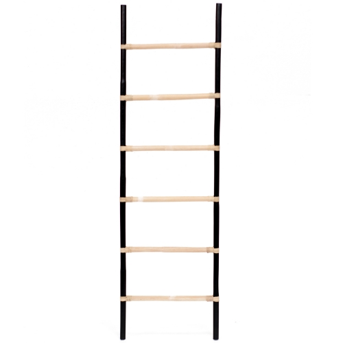 Rattan Decorative Ladder in Black & Natural Finish