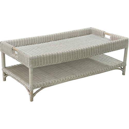 Malio Coffee Table in White Washed Rattan