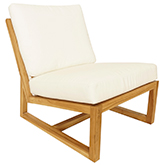 Marina Lounge Accent Chair in Teak & Neutral Twill Fabric