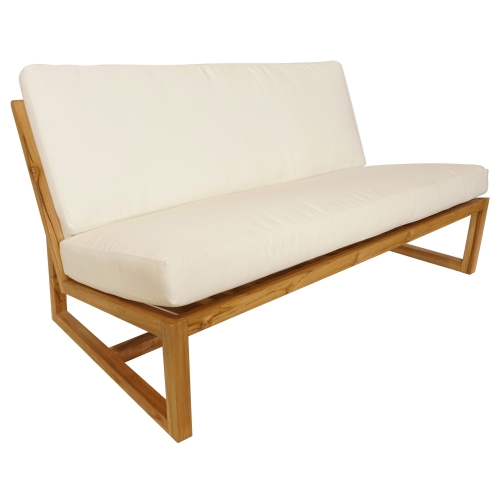 Marina Loveseat in Teak & Neutral Twill Fabric