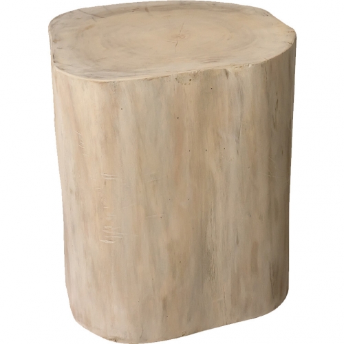 Natural Tree Stump 15" Side Table in Whitewash