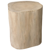 Natural Tree Stump 15" Side Table in Whitewash