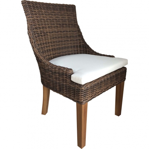 Alfresco Outdoor Dining Chair in Crocodile Rattan, Teak & Fabric