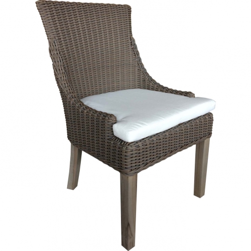 Alfresco Outdoor Dining Chair in Kubu Rattan, Teak & Fabric