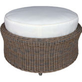 Barbados Outdoor Ottoman in Kubu Rattan & Fabric