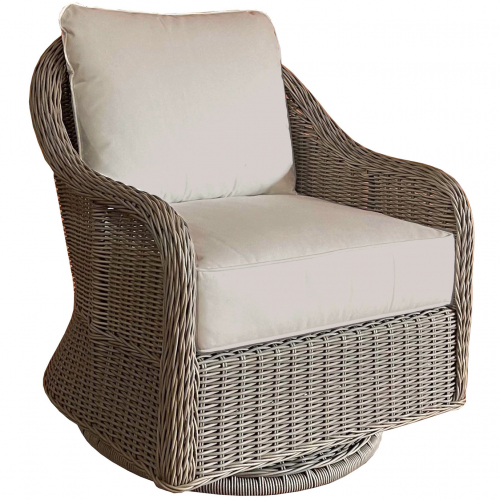 Capri Outdoor Swivel Rocker Accent Chair in Resin Wicker & Sand Fabric