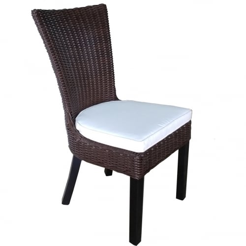 Outdoor Dominican Dining Chair in Brown All Weather Wicker (Set of 2)