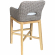 Dunes Outdoor Swivel Bar Stool in Kubu Grey Poly Wicker & White Fabric