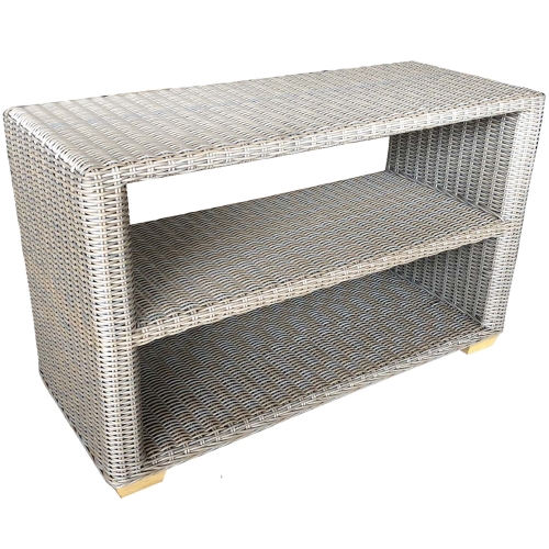 Nautilus Outdoor Console Serving Table in Grey Resin Wicker