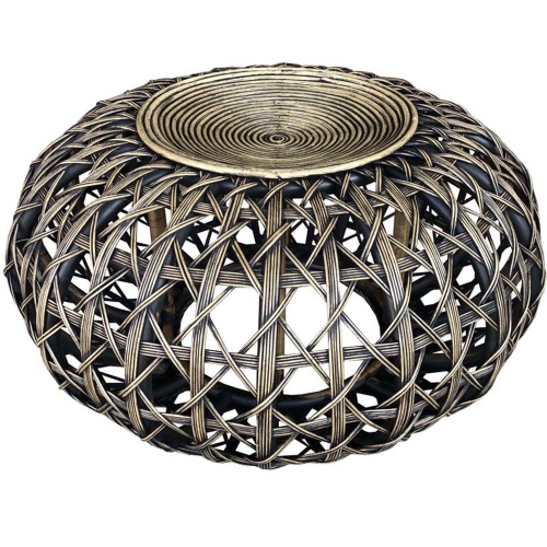 Open Weave End Table in Natural Rattan