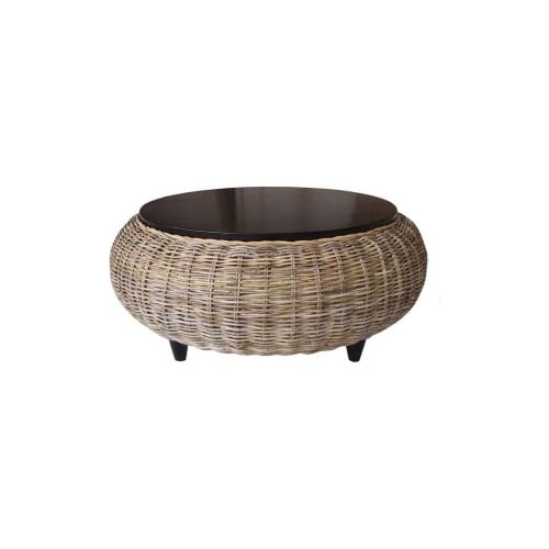 Kubu Paradise Ottoman w/ Wood Top