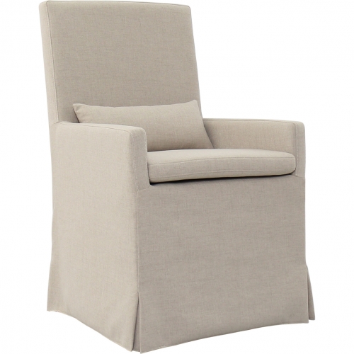 Sandspur Beach Arm Dining Chair in Brushed Linen Slipcover