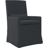 Sandspur Beach Arm Dining Chair with Casters in Charcoal Grey Fabric