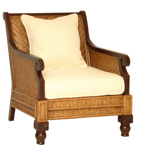 Trinidad Arm Chair in Mahogany w/ White Cushion