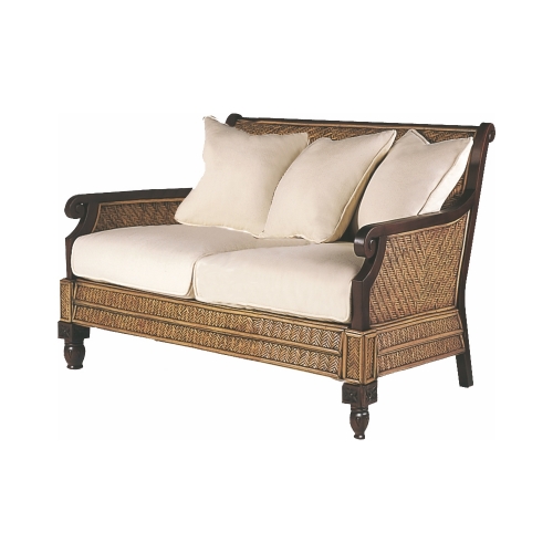 Trinidad Loveseat in Mahogany with White Cushion