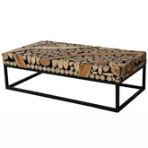 Safari Rectangular Coffee Table in Teak Branches & Black Iron