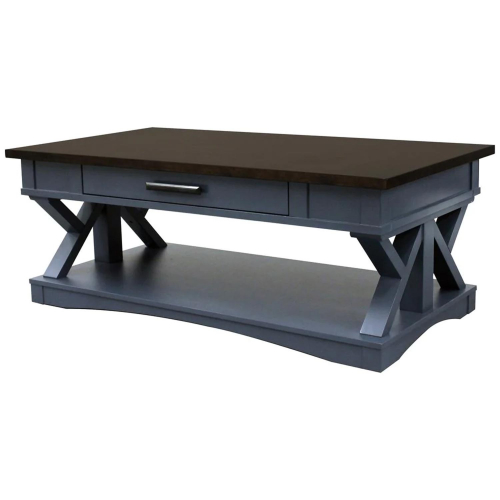 Americana Modern Coffee Cocktail Table in Denim Blue & Wood