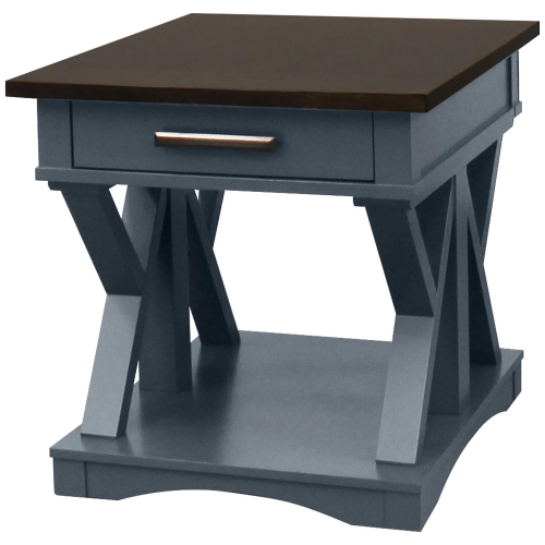 Americana Modern End Table in Denim Blue & Wood