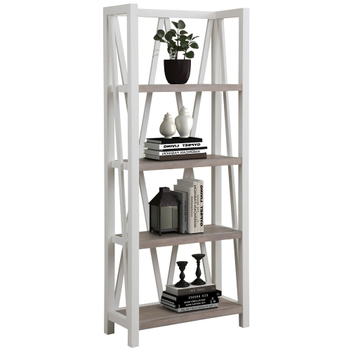 Americana Modern Etagere Bookcase in Cotton White Wood