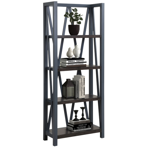 Americana Modern Etagere Bookcase in Denim Blue Wood