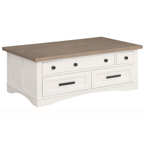 Americana Modern Lift Top Cocktail Table in Cotton White & Oak