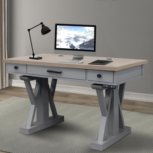 Americana Modern 56" Power Lift Desk in Dove Grey Wood