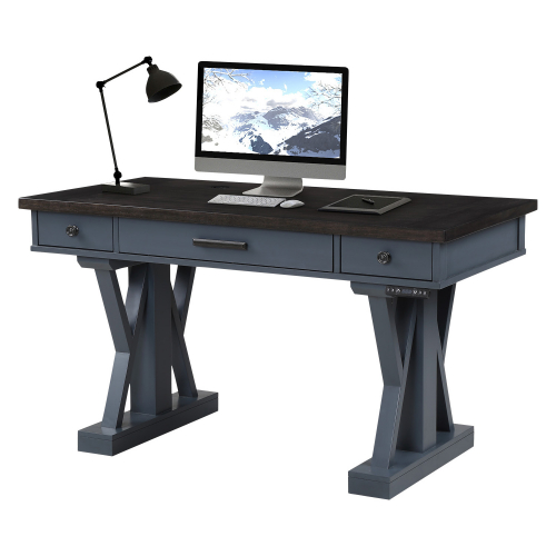 Americana Modern 56" Power Lift Desk in Denim Blue Wood