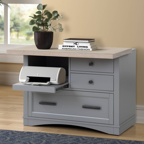 Americana Modern File Cabinet w/ Power Center in Dove Grey Wood