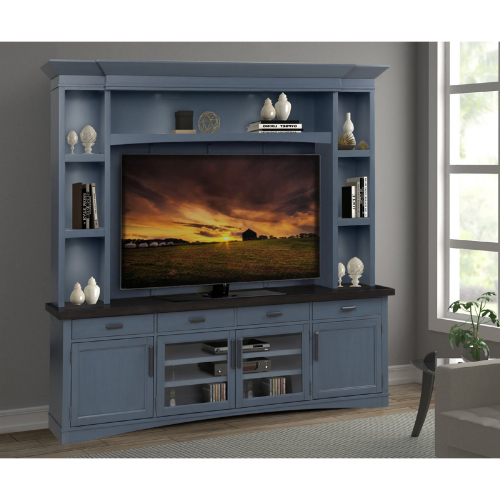 Americana Modern 4 Piece Entertainment Wall in Denim Wood