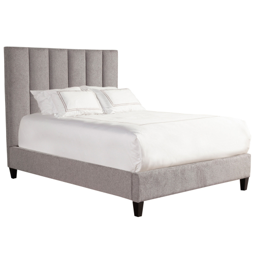 Avery Queen Bed in Channel Tufted Stream Grey Fabric