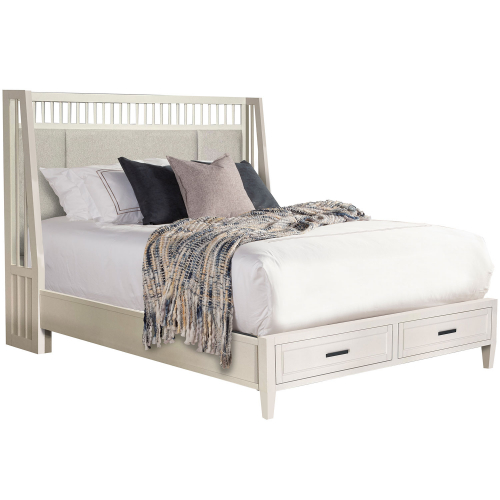 Americana Modern King Shelter Bed in Cotton White & Neutral Fabric