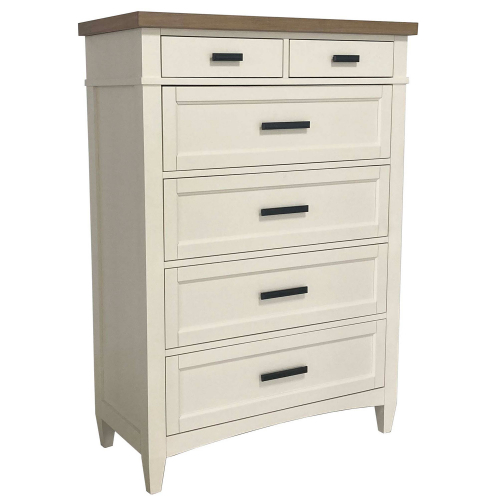 Americana Modern 6 Drawer Chest in Cotton White & Weathered Oak