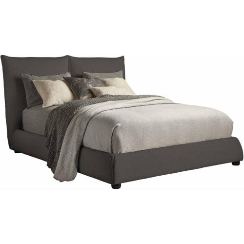 Cumulus King Bed in Cozy Charcoal Grey Sherpa Fabric