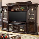 Bella Estate 67" 4 Piece Entertainment Wall Unit in Antique Vintage Dark Almond